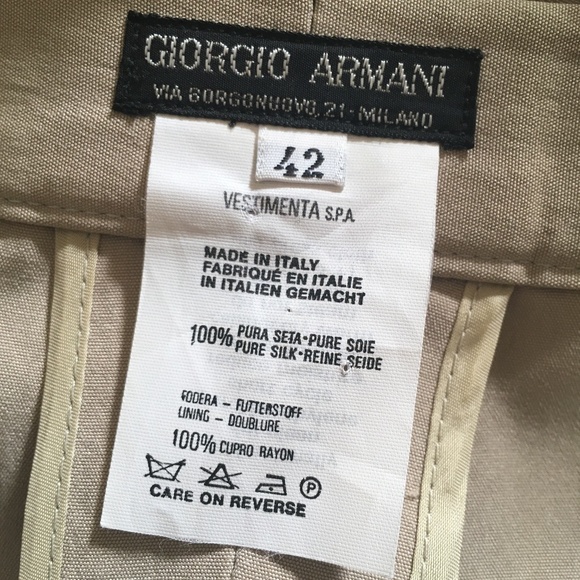 GIORGIO ARMANI Tan Beige Silk Gabardine Wrap Skirt Skort 42 S 4 - Picture 5 of 5